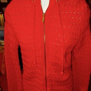 Liz & Co Woven Chunky ZipUp Sweater